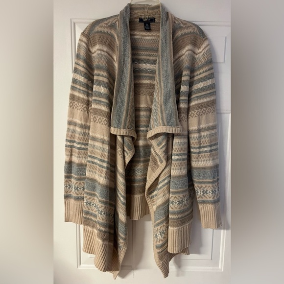 CHAPS Cotton Sweater Ralph Lauren‎ Womens 2X Waterfall Cardigan Southwestern - Picture 1 of 5